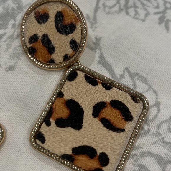 Cheetah Print Statement Earrings - Picture 2 of 2